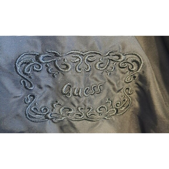 Guess Women’s Down Puffer Jacket Black Embroidered Full Zip Ski Western Large - Picture 12 of 15